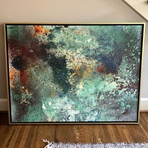 Abstract Green and Gold Framed Art